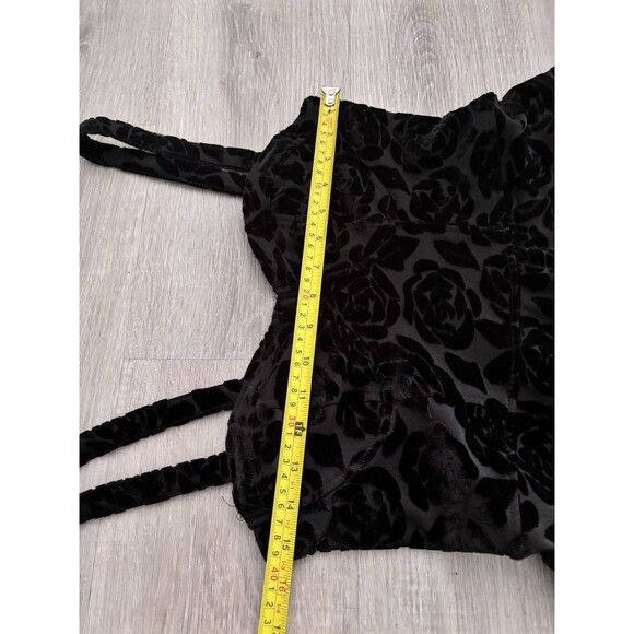abercrombie fitch Burnout Velvet Rose Floral Black Mini Dress Whimsigoth Witchy - Picture 7 of 8
